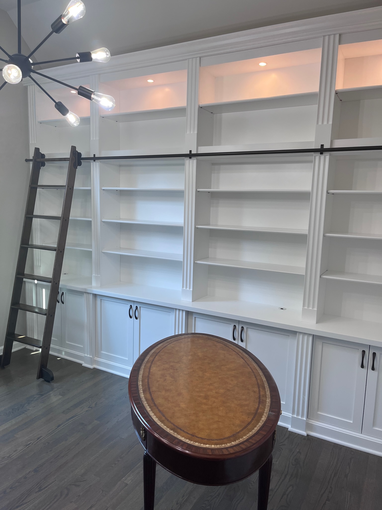 Custom Built-in Library with lower cabs and ladder