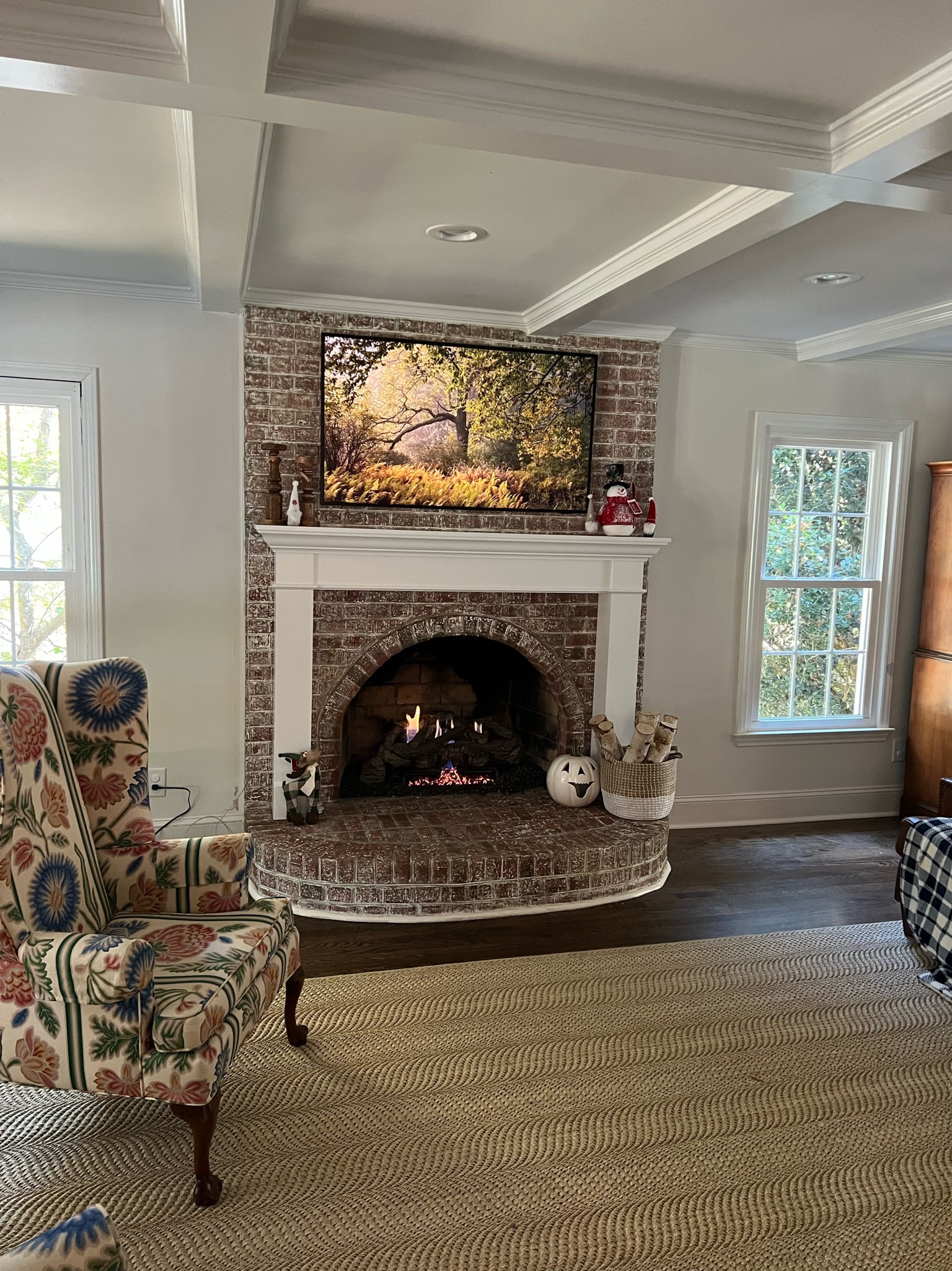 Built in Fireplace Mantel and Niche Cabinets